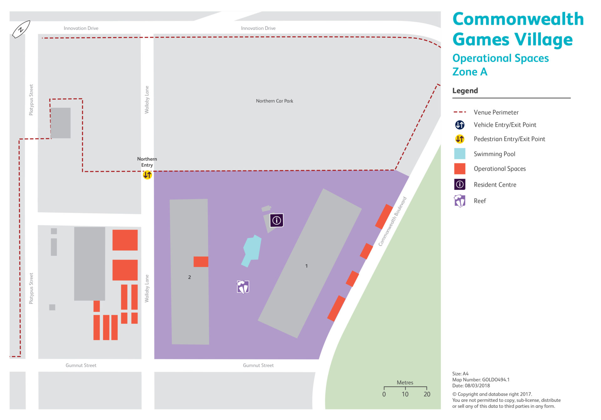 Commonwealth Games Village - Operational Spaces Zone A Map